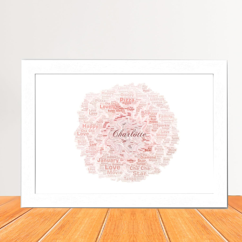 Personalised Birth Flower Gifts - Carnation flower Word Art Print