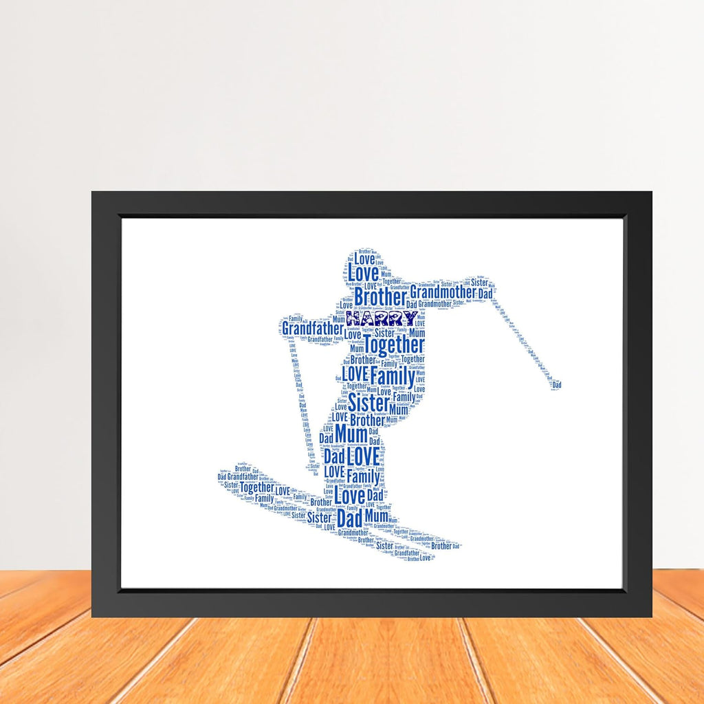 Personalized Skiing Word Art Print - Snowboarder