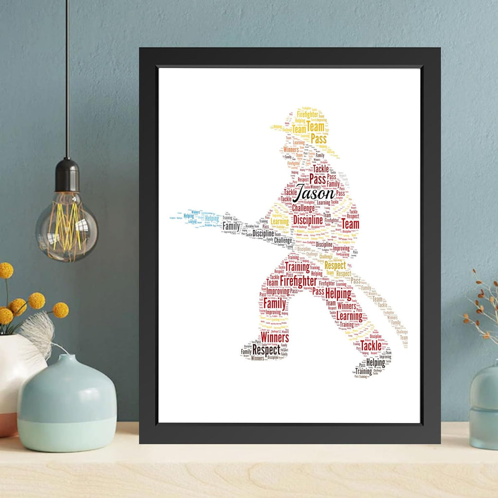 Personalised Firefighter Gift for him - Firefighter word art print Gifts