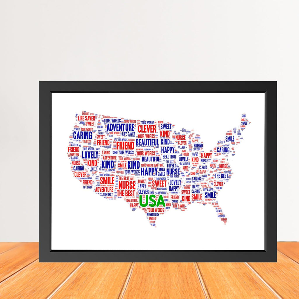 Personalized USA Map Word Art Print