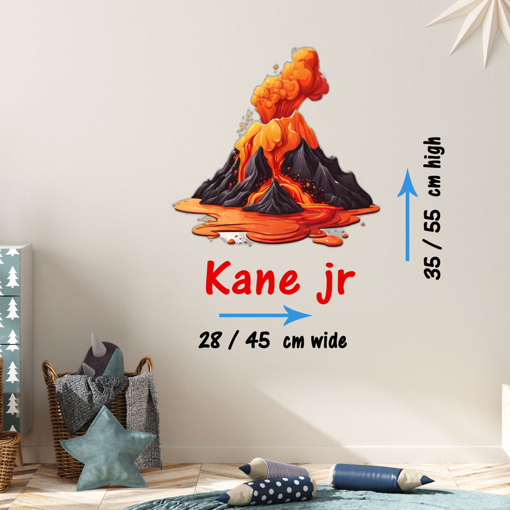 Personalised Volcano and lava pouring Boys room wall stickers