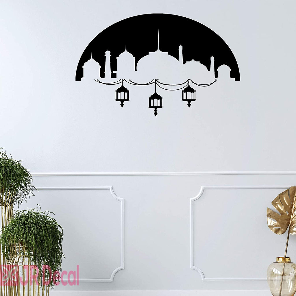 Umbrella shaped Mosque wall sticker black
