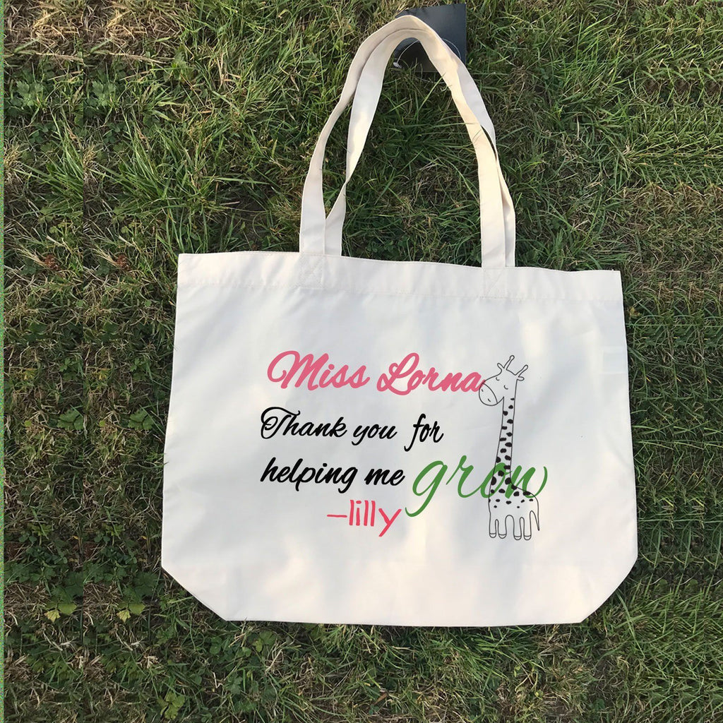 "Thank you for helping Me" Personalized Tote Bag for Teacher
