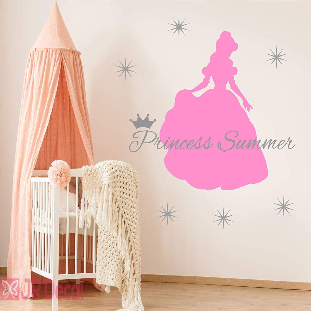 Princess Belle wall art with Personalised Girls name soft pink