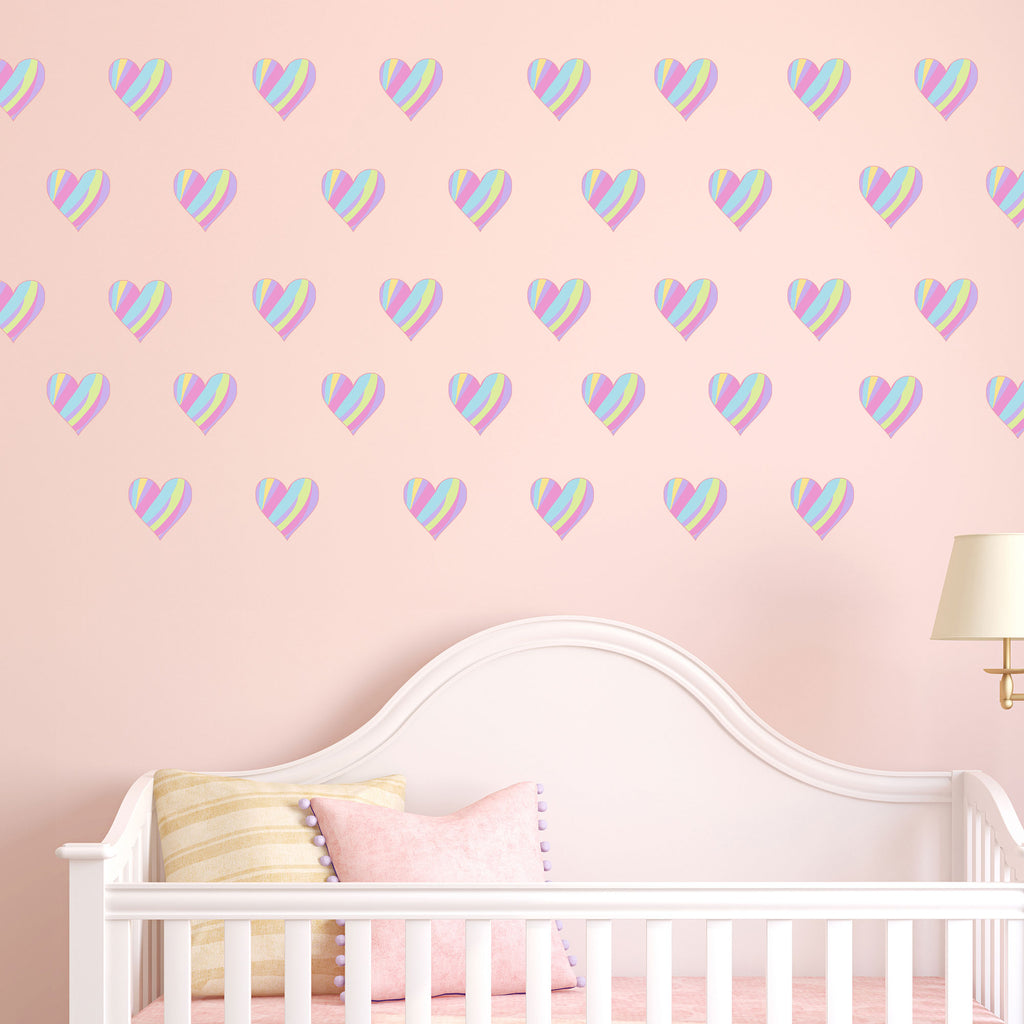 Rainbow heart shape wall stickers Set