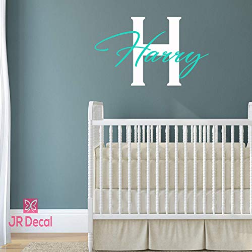 Boy Personalised name sticker with Monogram | Boys Bedroom Decals