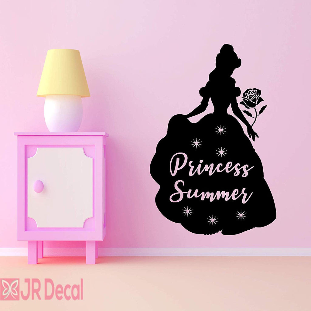 Princess Belle wall sticker with Personalised Name black