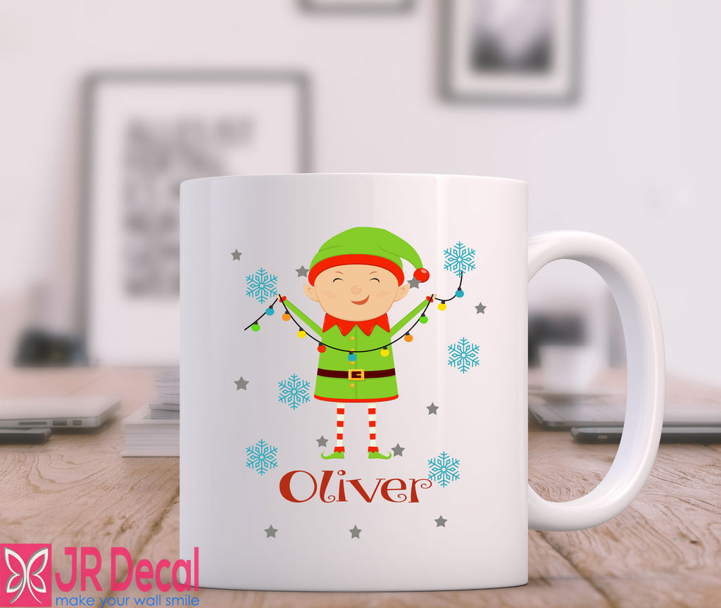 Cute Elf Printed Personalised Name Mug for Kids
