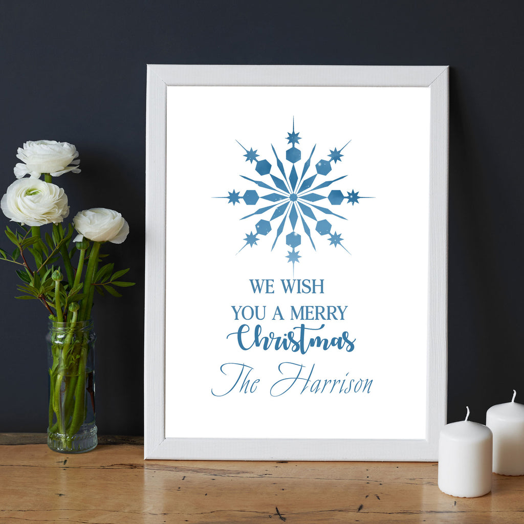 We Wish You Merry Christmas- snowflake personalised printed frame