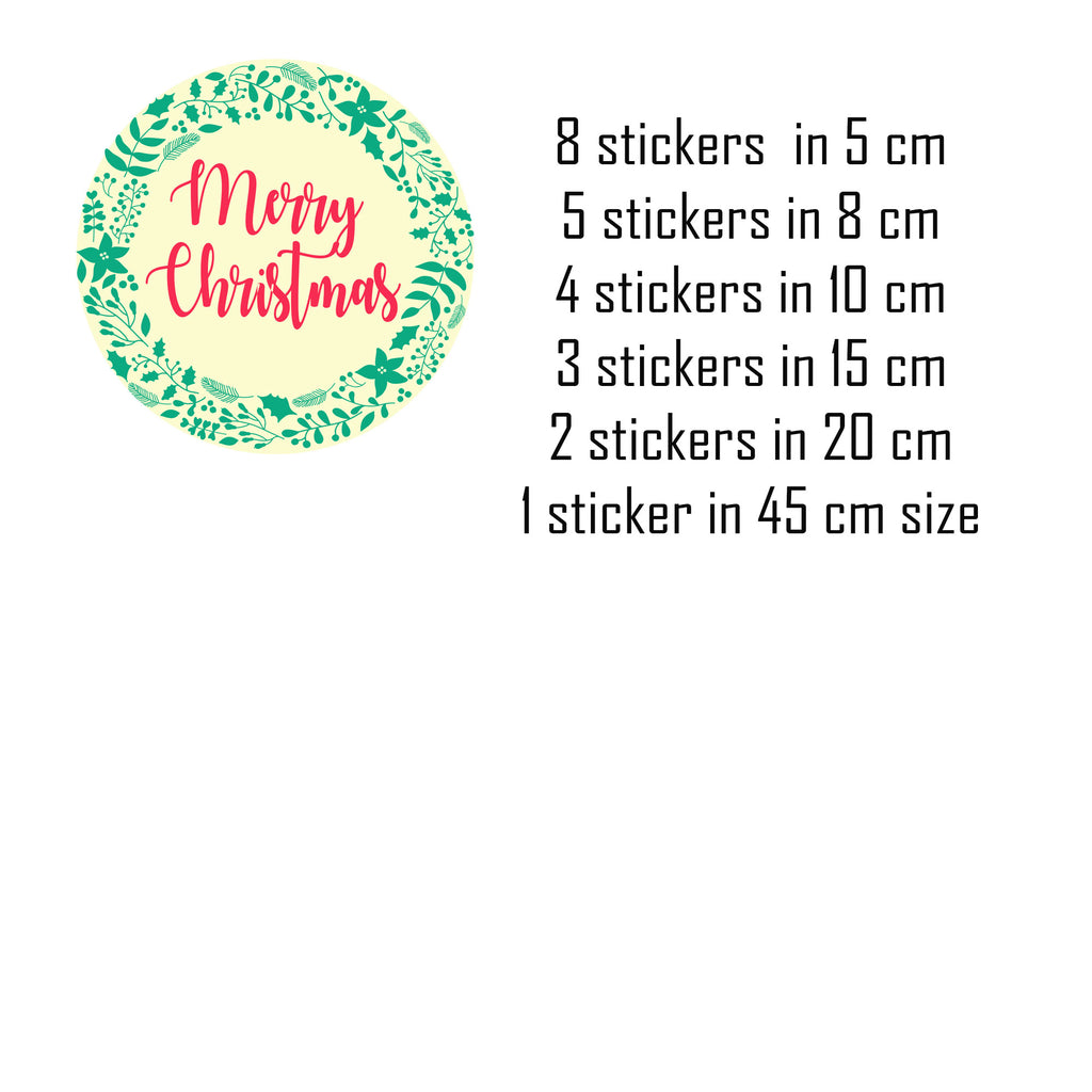 Merry Christmas Stickers Set Round shape