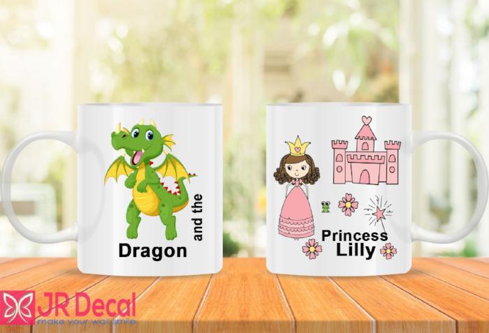 Dragon and Princess Printed Personalized Coffee Mug