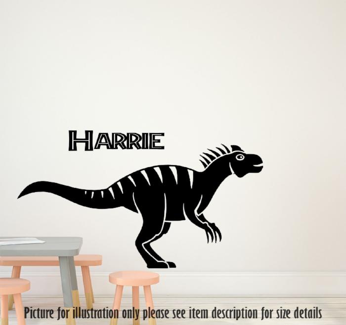 Allosaurus Dinosaur wall sticker with Personalised name black