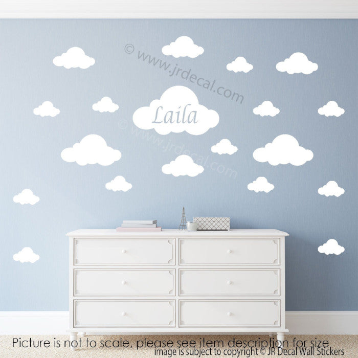 Cloud wall stickers with Children's Personalised name