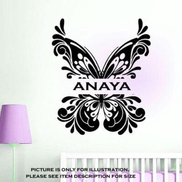 Butterfly wall sticker with Personalised Name Sticker