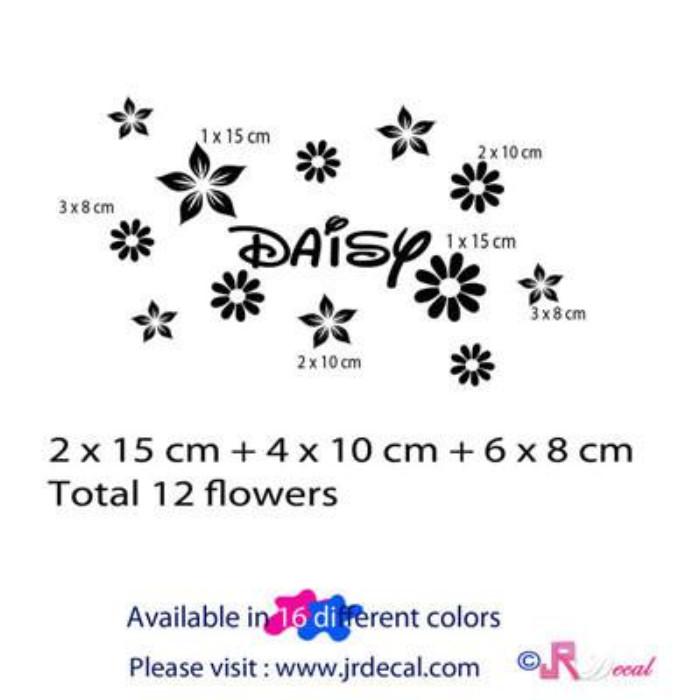 Daisy Flower Wall Sticker with Personalised name sticker