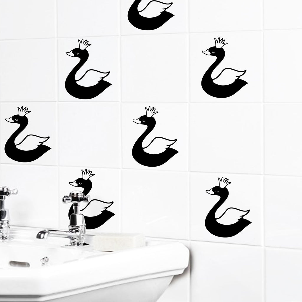 Colorful Swan Tile wall Sticker for Bathroom