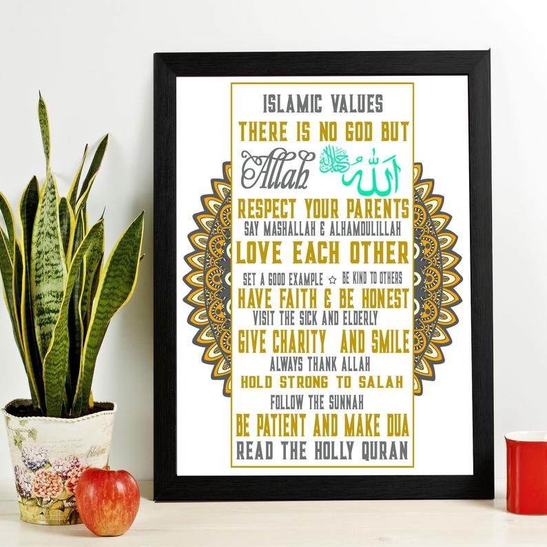 "Islamic Value" Printed Islamic Picture Frame