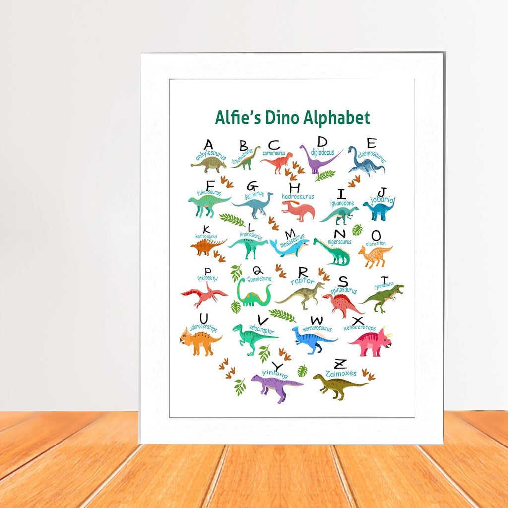 Personalised Dinosaur Print - A5, A4 A3 Prints & Framed Wall Art