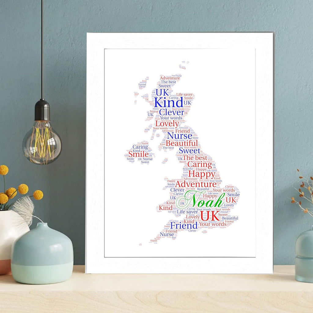 Personalized UK Map Word Art Print