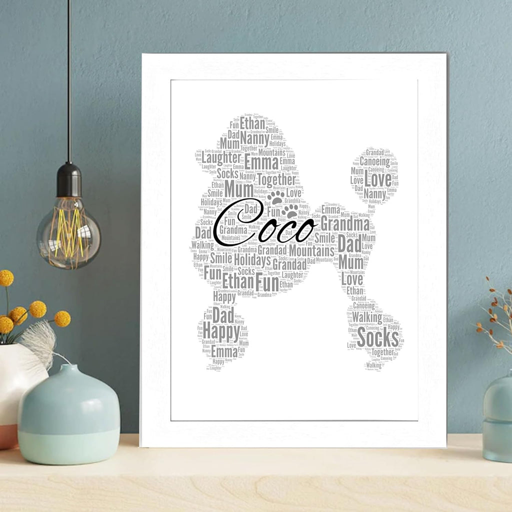 Personalised Poddle Dog Print Word Art Print