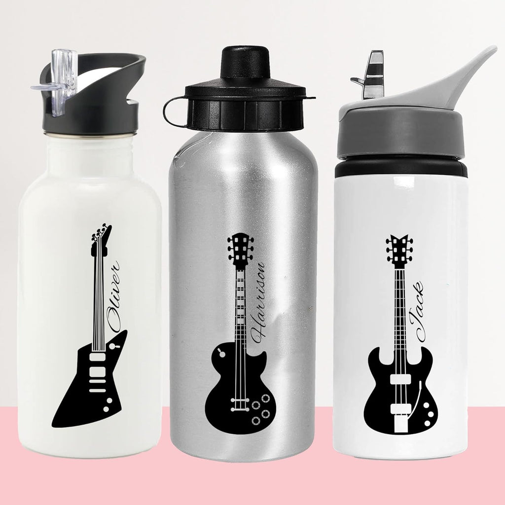 personalised water bottle Guitar print 