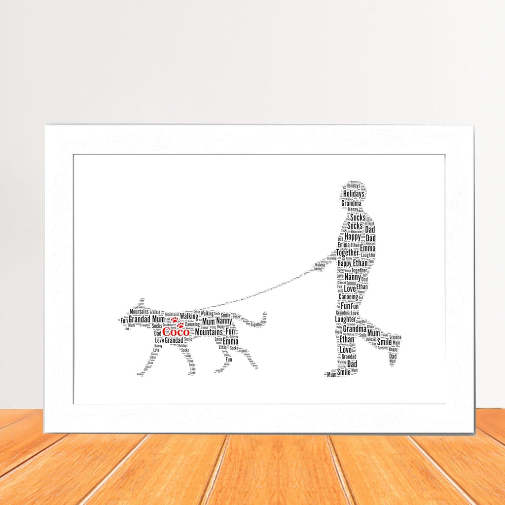 Personalized Male dog walker Word Art Print