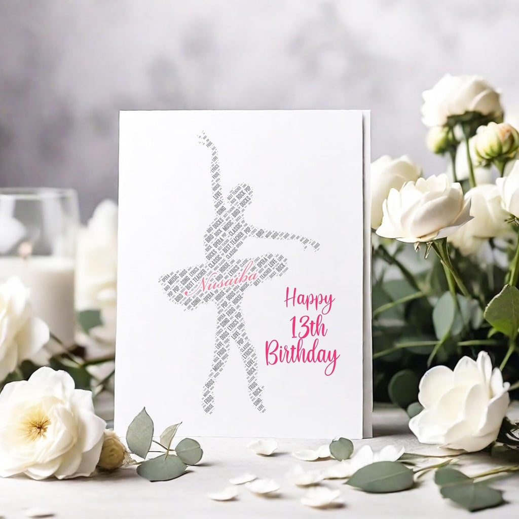Personalised Birthday Card for girls, Female Ballet dancer