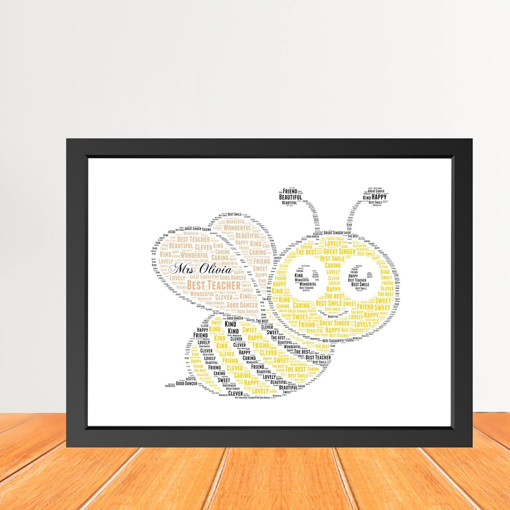 Personalized Cute Bee Word Art Print