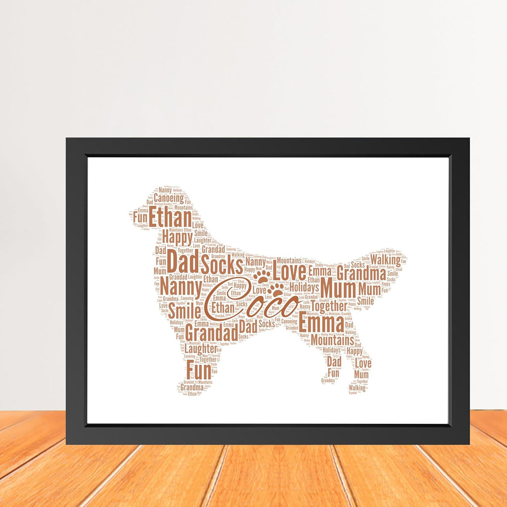 Personalised Golden retriever Dog Print Word Art Print