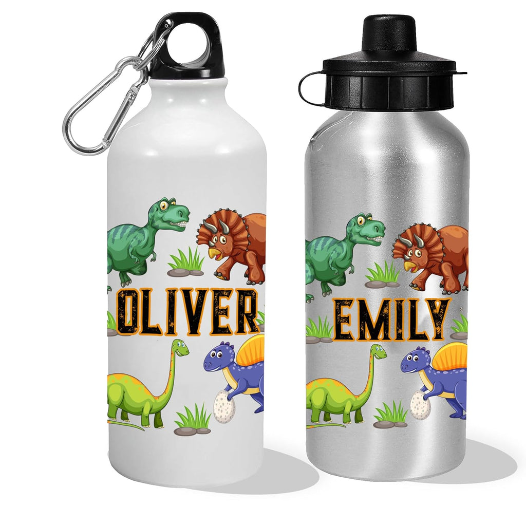 Personalised Dinosaur name Water bottle Kid School Sport Drink Leakproof