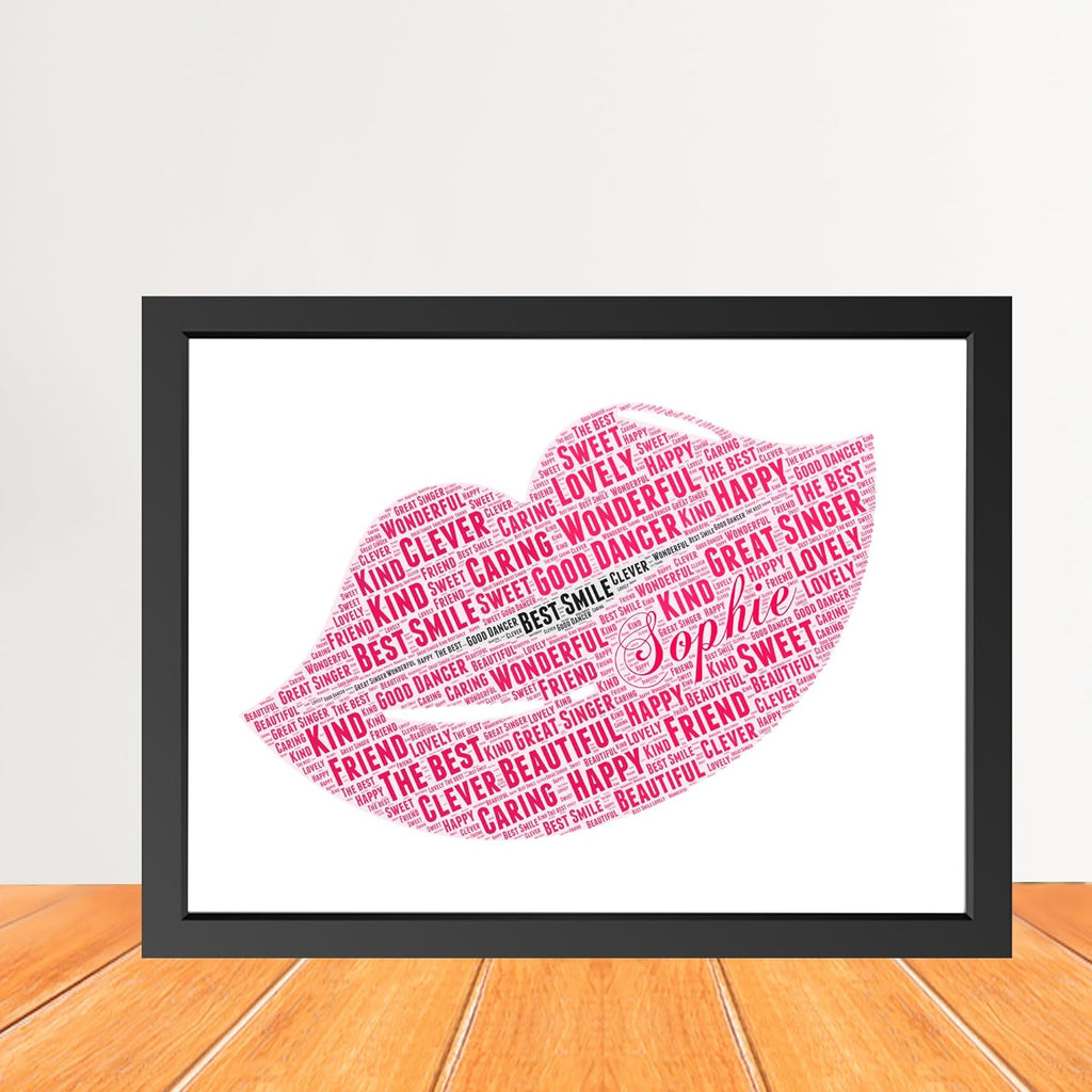 Personalized Women Lips Word Art Print
