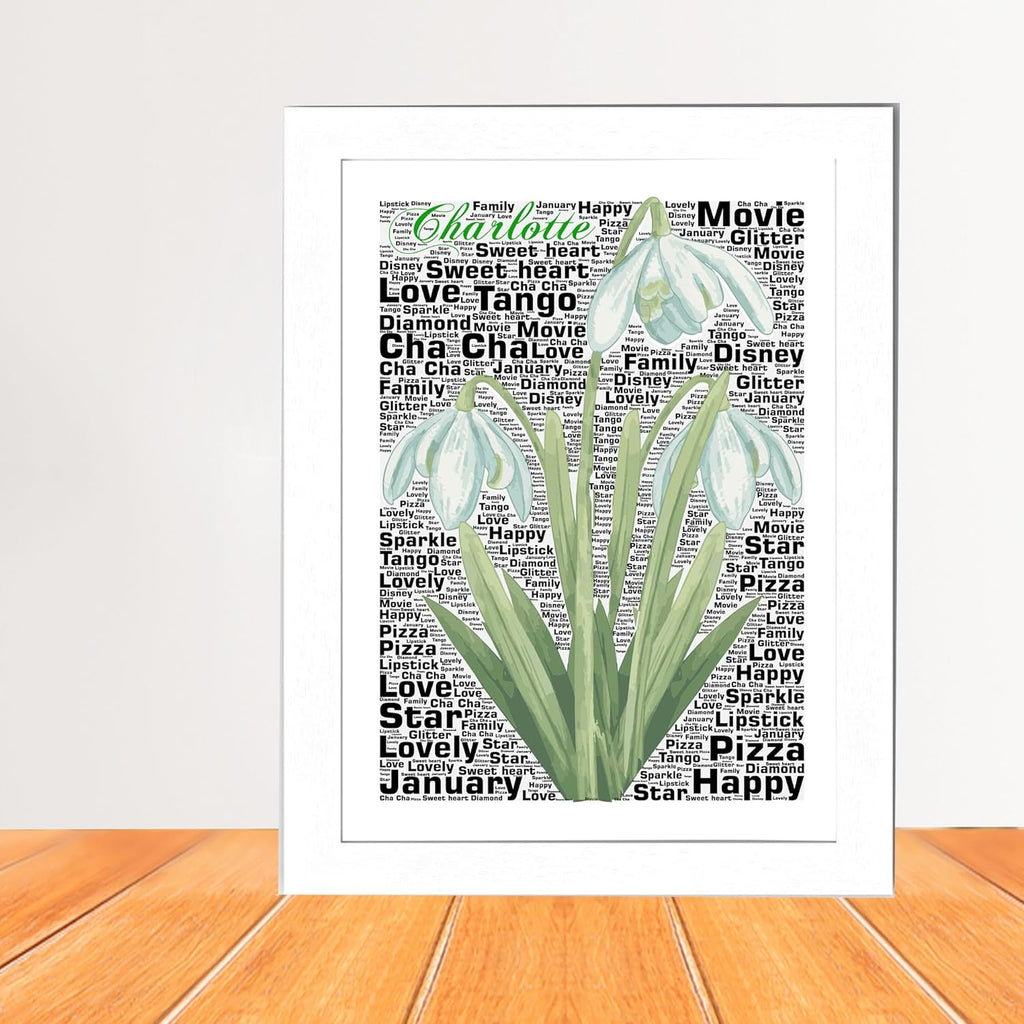 Personalised Birth flower Word Art Print