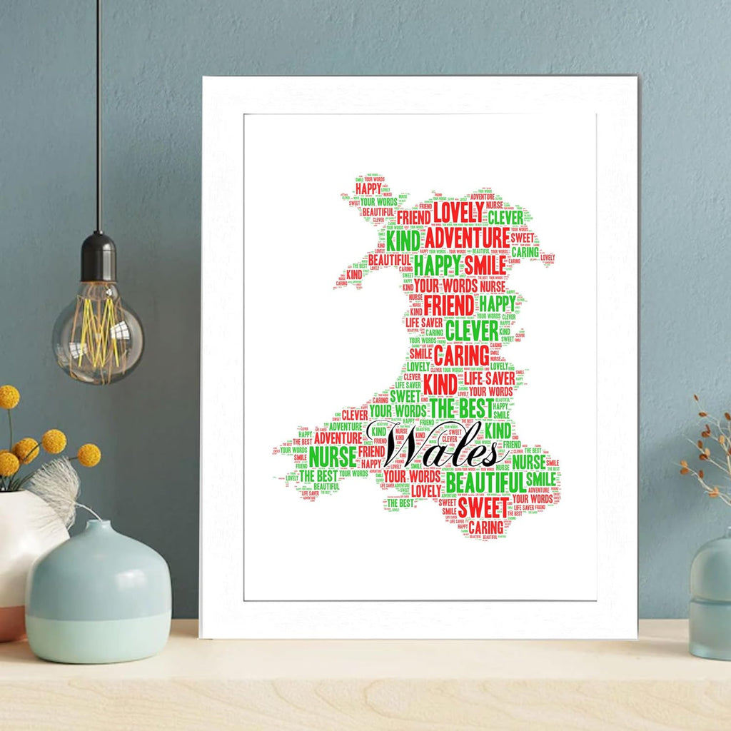 Personalized Wales Map Word Art Print