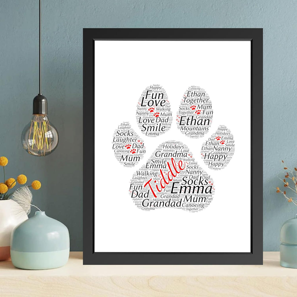 Personalised Paw Print Word Art Print