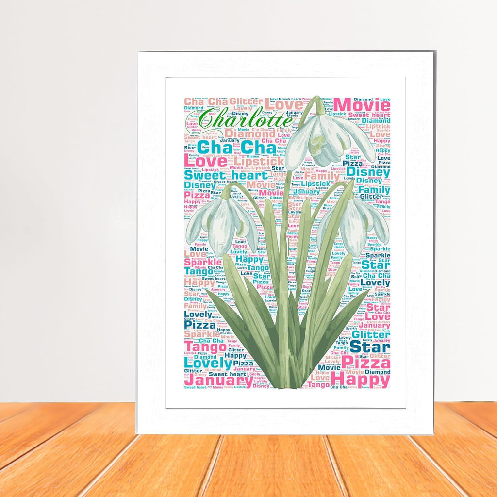 Personalised Birth flower Word Art Print