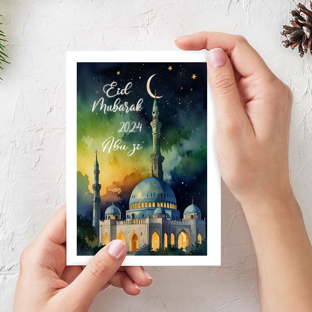 Personalised Eid Mubarak Card Mosque Print