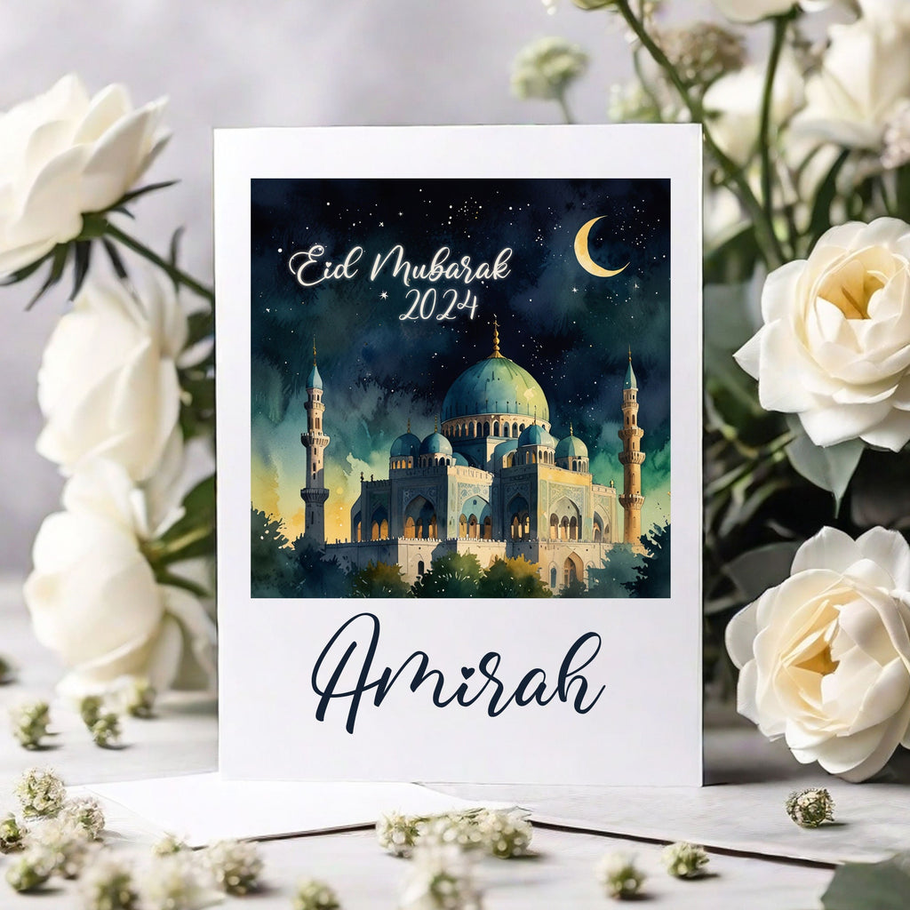 Personalised Eid Mubarak Greeting cards for friends and family, Eid gifts for parent