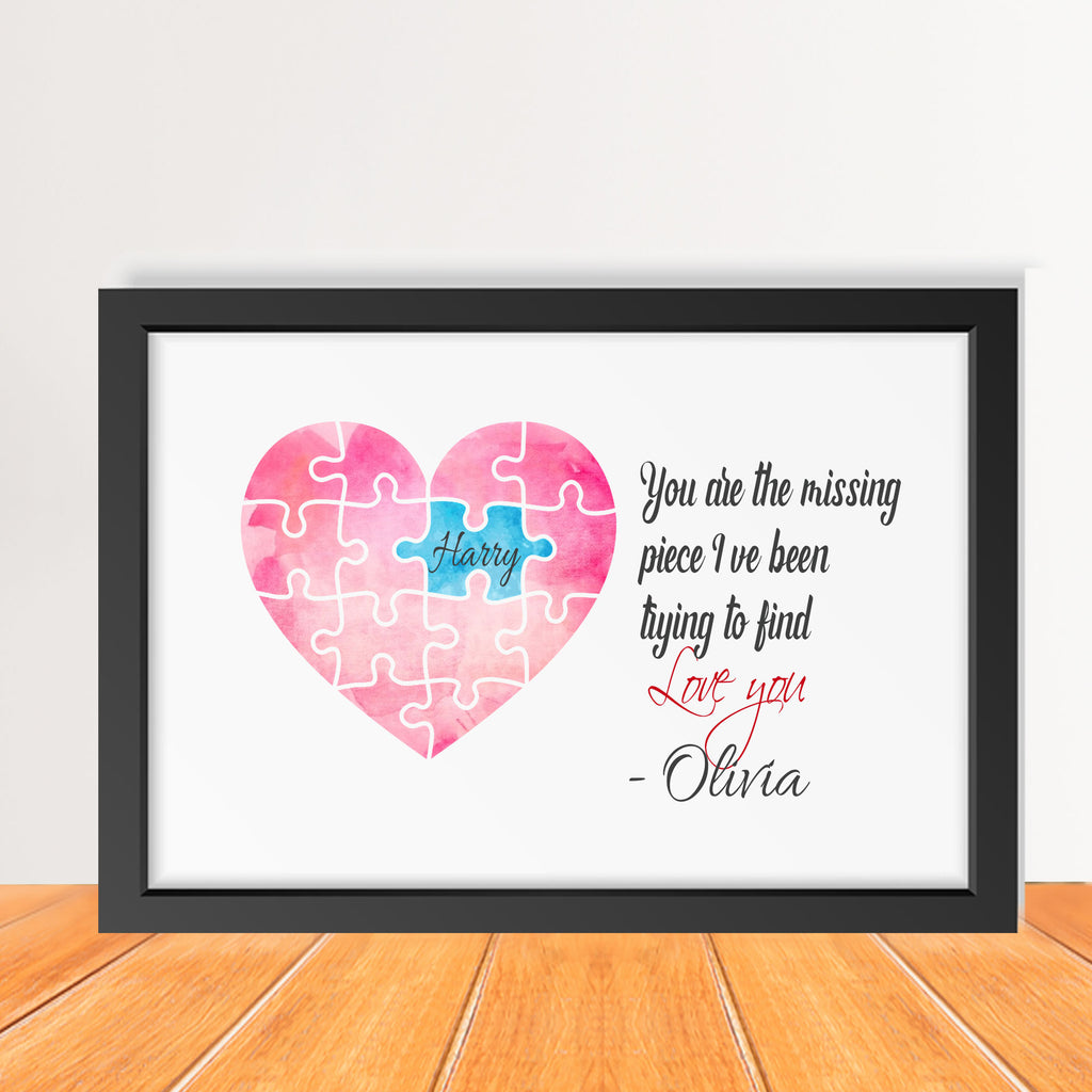 Personalised Jigsaw puzzle Heart pieces - Valentine's gift