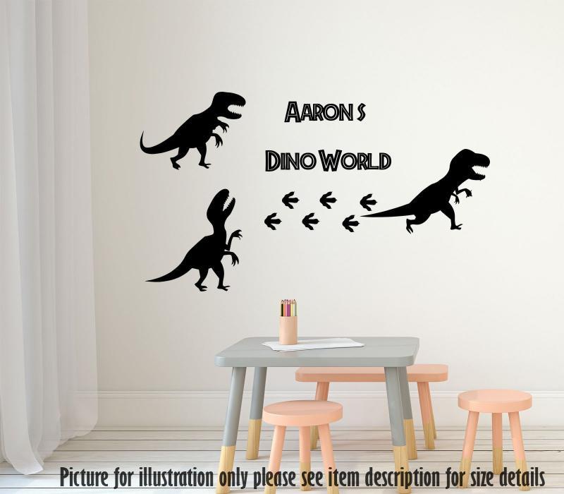 Velociraptor Dinosaur wall art Set with Personalised Name