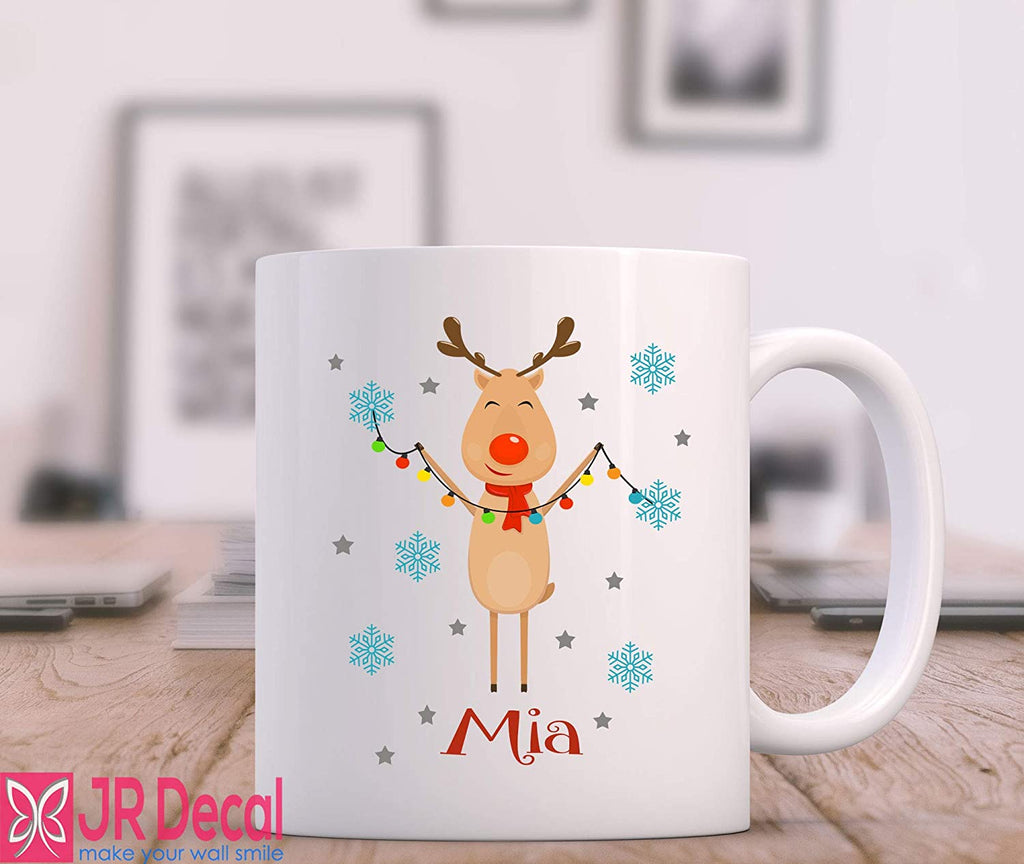 Christmas mug Personalized with Reindeer kids name Mug