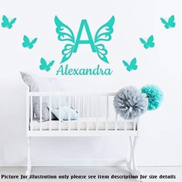 Butterfly wall stickers with Personalised name sticker