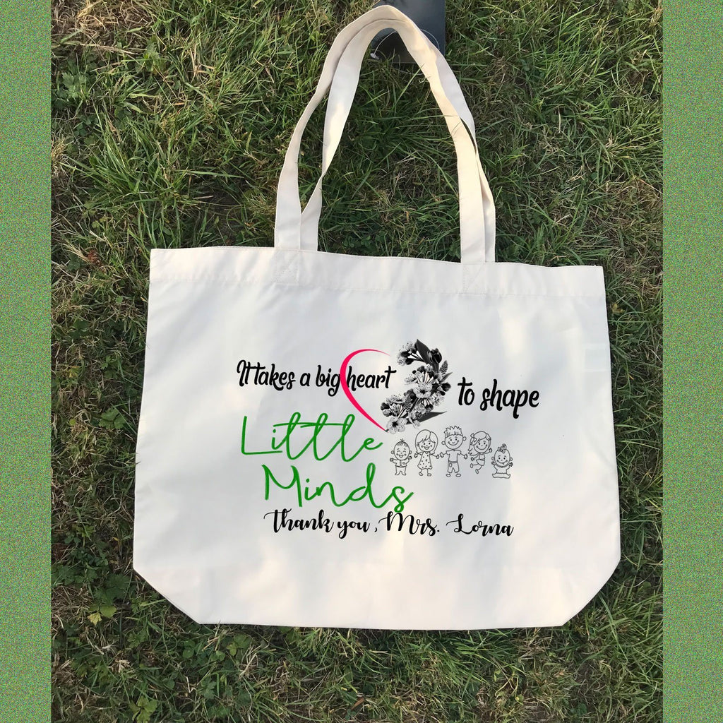 "Big Heart" Personalized Tote Bag for Teacher