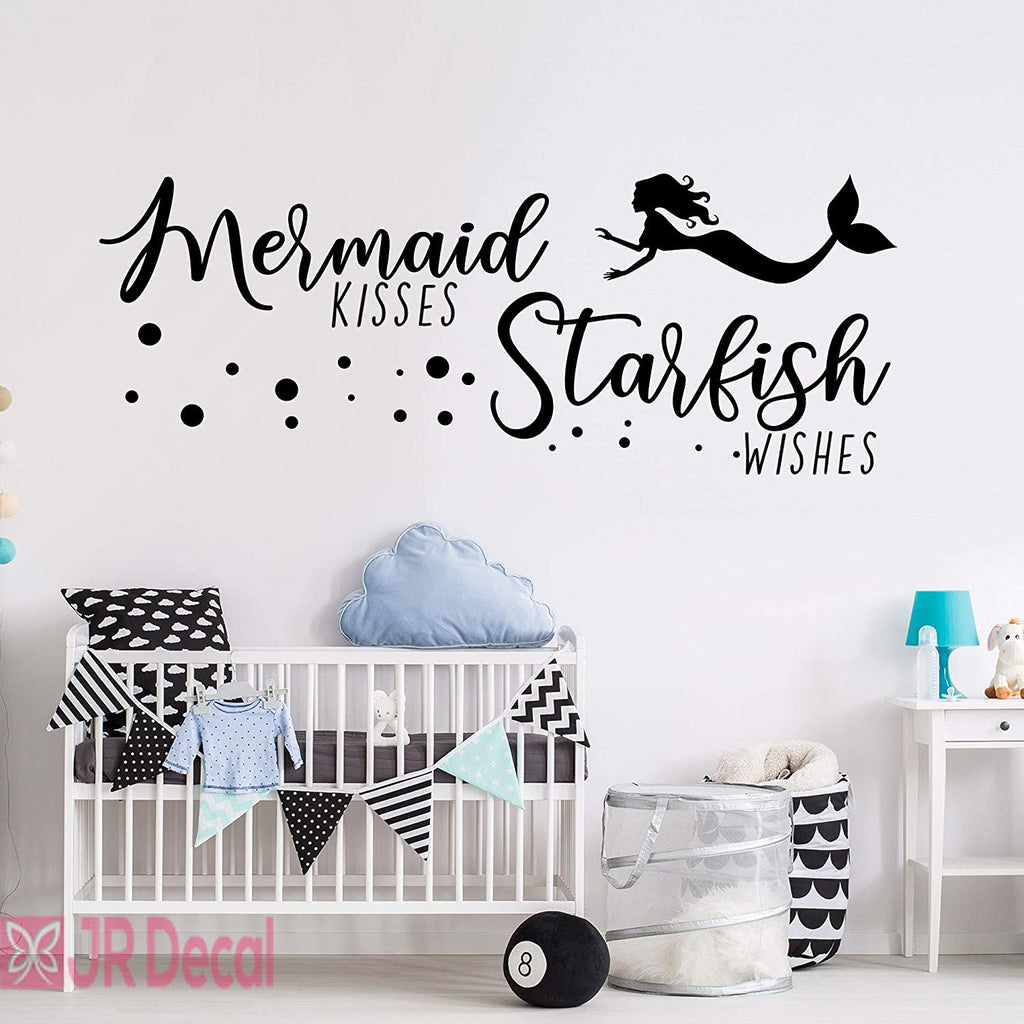Mermaid kisses Starfish wishes- Quote wall stickers black