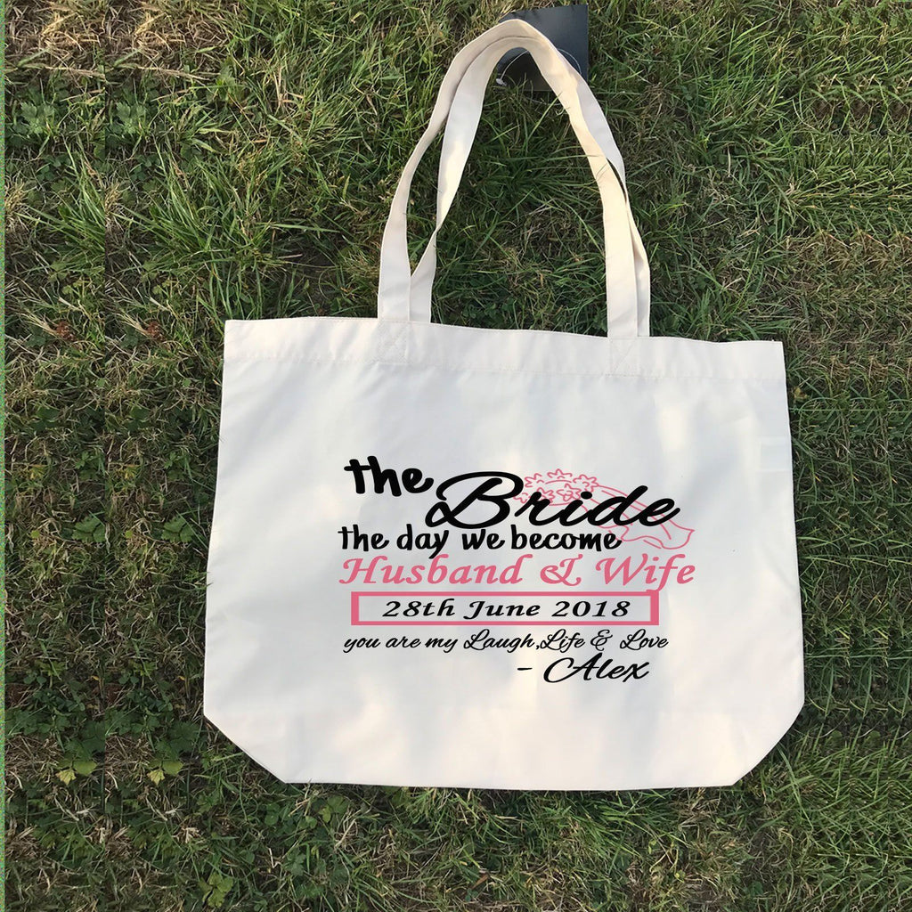 "Husband and Wife" Personalized Tote Bag for Bride