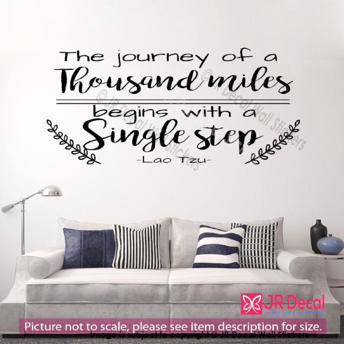 "The journey of a thousand miles"- Lao Tzu Groves Inspirational quote wall art, Vinyl wall sticker