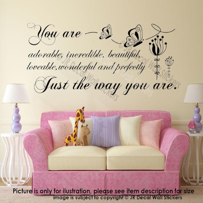 Perfectly Just the way you are - Inspirational quote wall stickers Vinyl wall decals