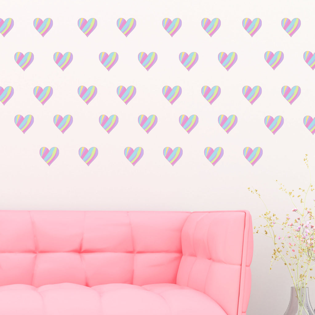 Rainbow heart shape wall stickers Set