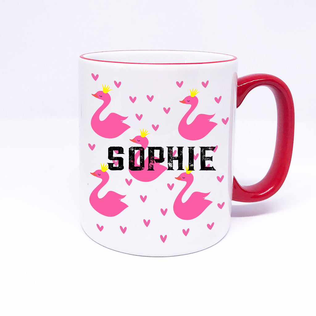 Swans printed Girls Name Personalized coffee mug