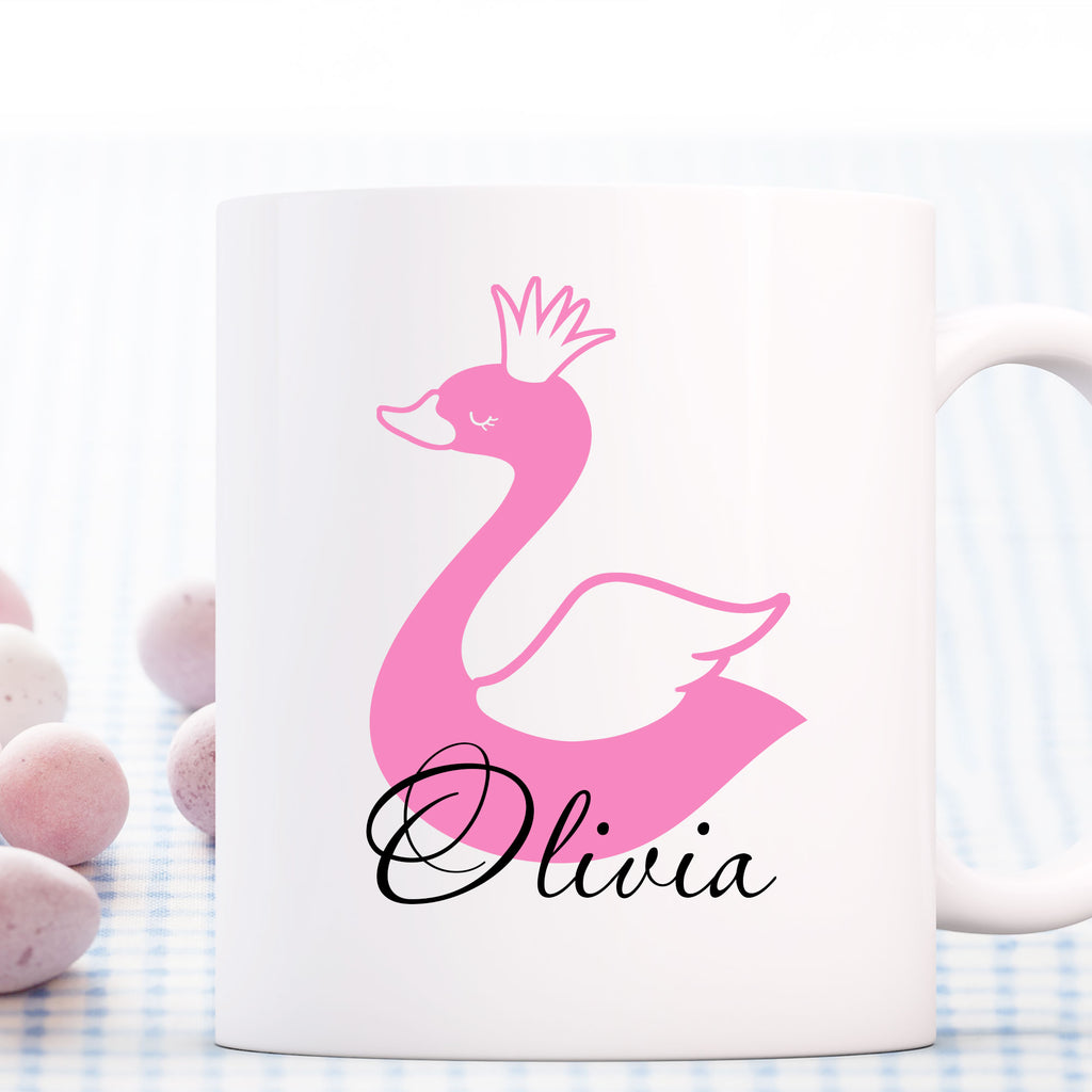 Swan printed Girls Name Personalized coffee mug