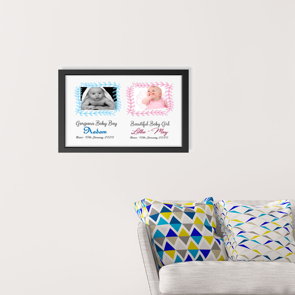 Twin Baby Picture Frame with Personalized Name